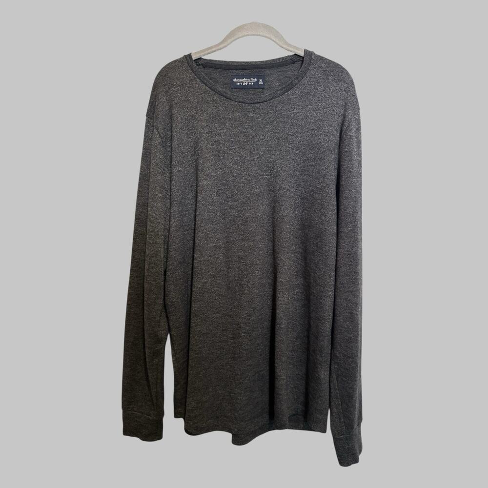 Abercrombie & Fitch Men’s Soft A&F Charcoal Gray Tee Long Sleeve Shirt Size XL